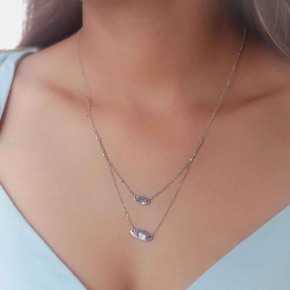925 silver double layer love chain pendant – Tassya Silver