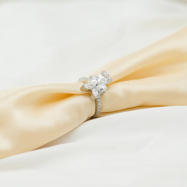 925 Silver Floral Spark Ring