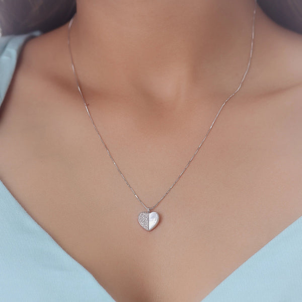 925 Silver Crystal & MOP Heart Pendant