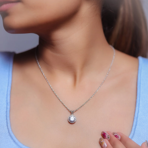 925 Silver Radiant Halo Pendant