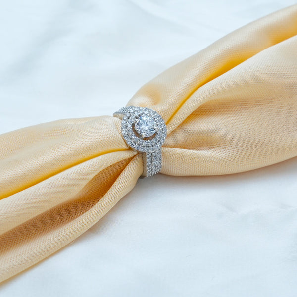 925 Silver Round Diamond Sparkle Ring