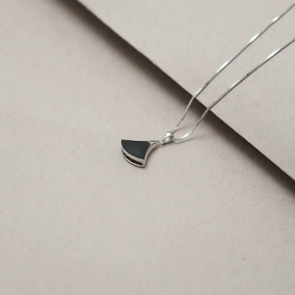 925 Silver Sleek Fan Drop Chain Pendant