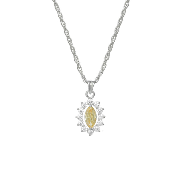 925 Silver Yellow Marquise Pendant