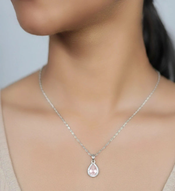 Silver Blush Drop  Chain Pendant