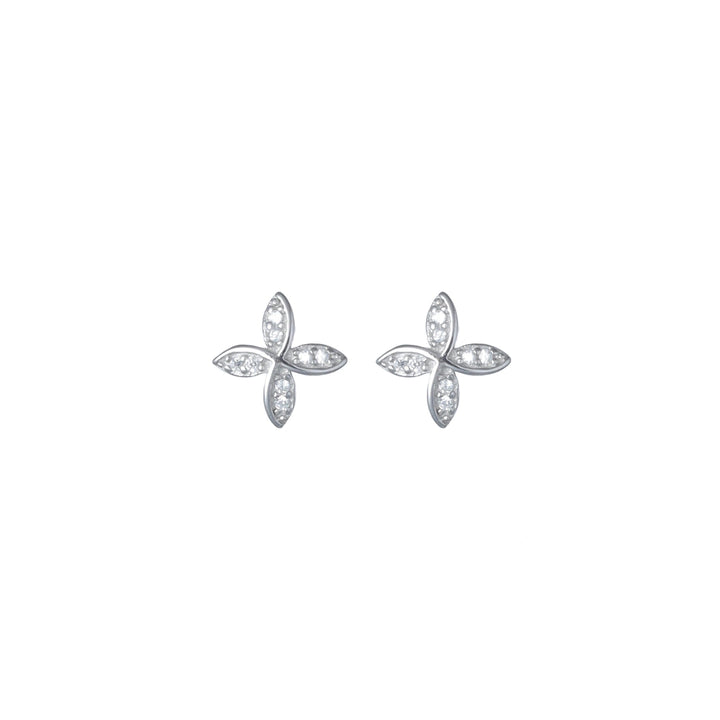 Tassya Floral Sparkle Earrings – Elegant 925 silver earrings with glittering flower motifs, perfect for romantic occasions.