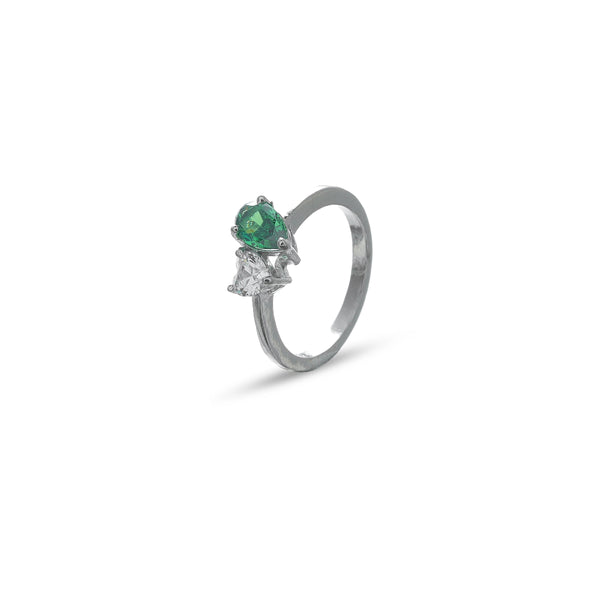 Silver Twin Teardrop Ring