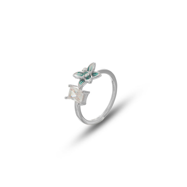 Silver Bloom Charm Ring
