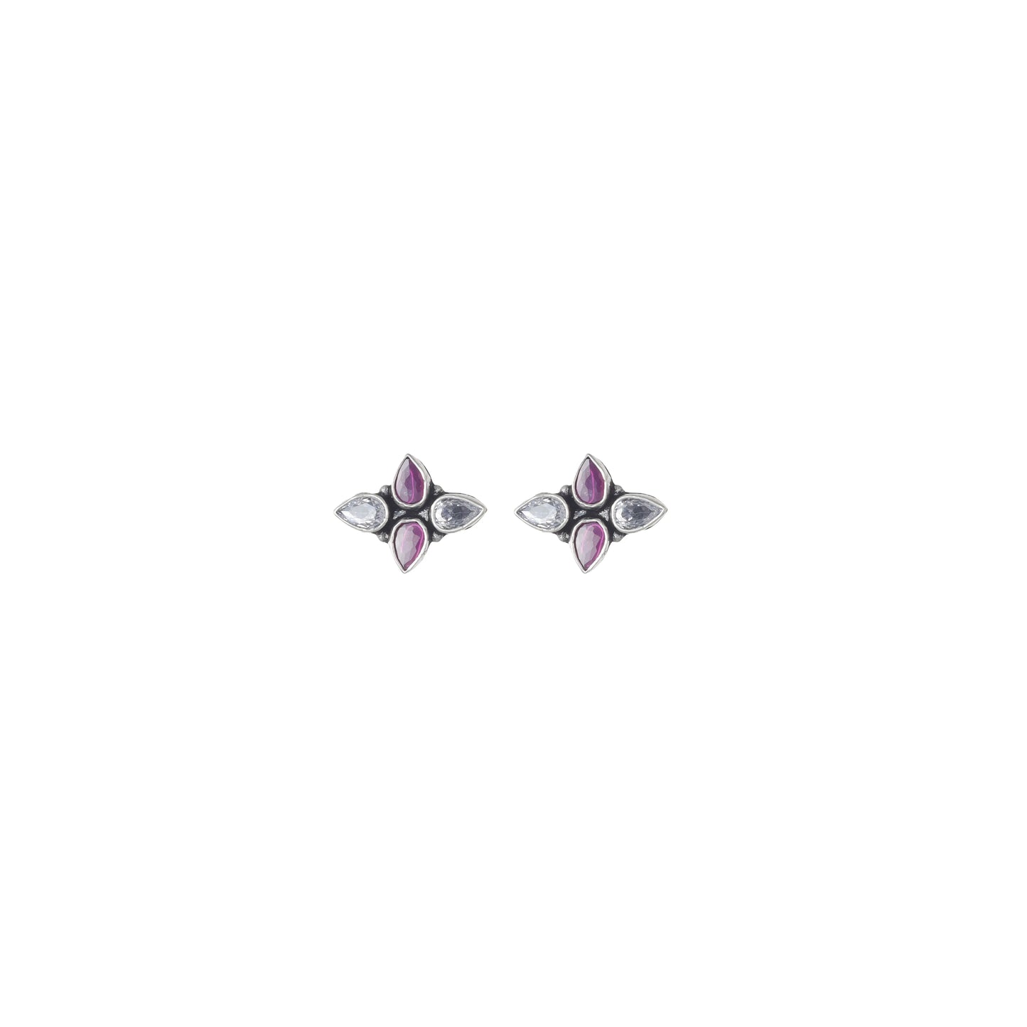 Pink & Clear Petal Stud Earrings