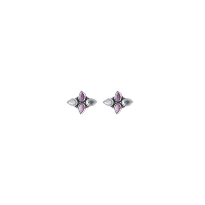 Pink & Clear Petal Stud Earrings