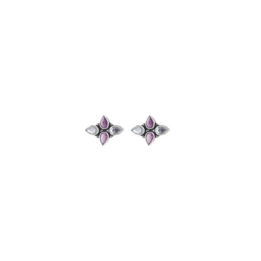 Pink & Clear Petal Stud Earrings