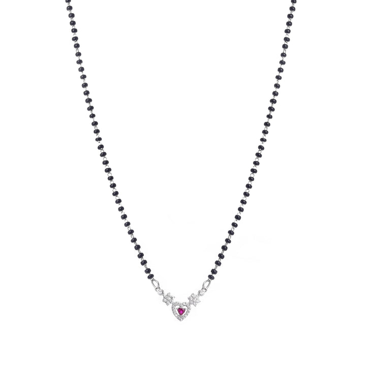 Silver Pink Heart Mangalsutra - tassyasilver.com