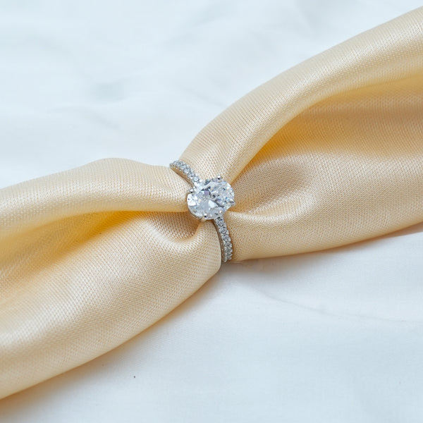 Silver Oval Spark Ring