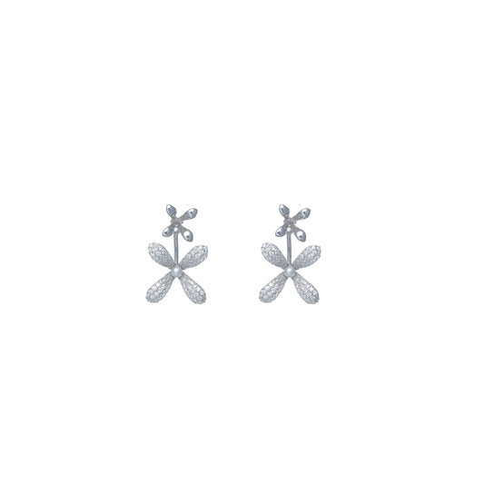Silver Petal Pearl Drops