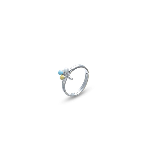 Tassya Trio Color Drop Ring – Stylish 925 silver ring with rose, gold, and silver tones, perfect for modern daily wear.