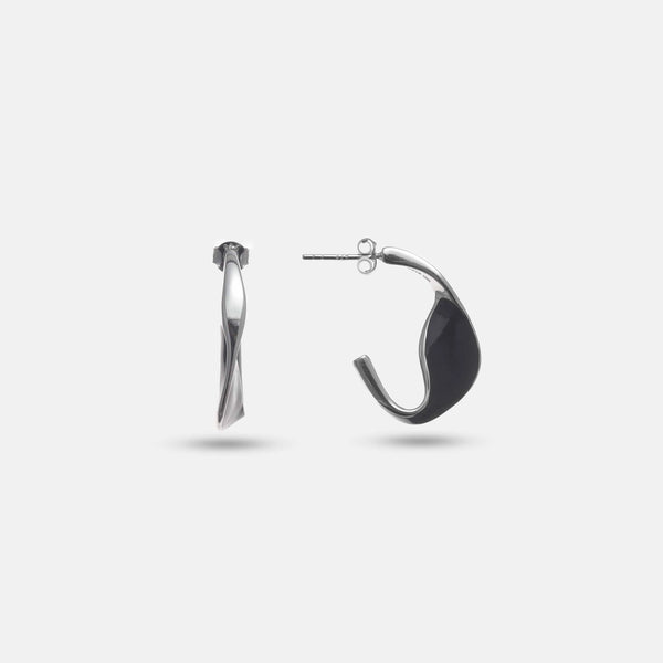 Onyx Wave Hoops