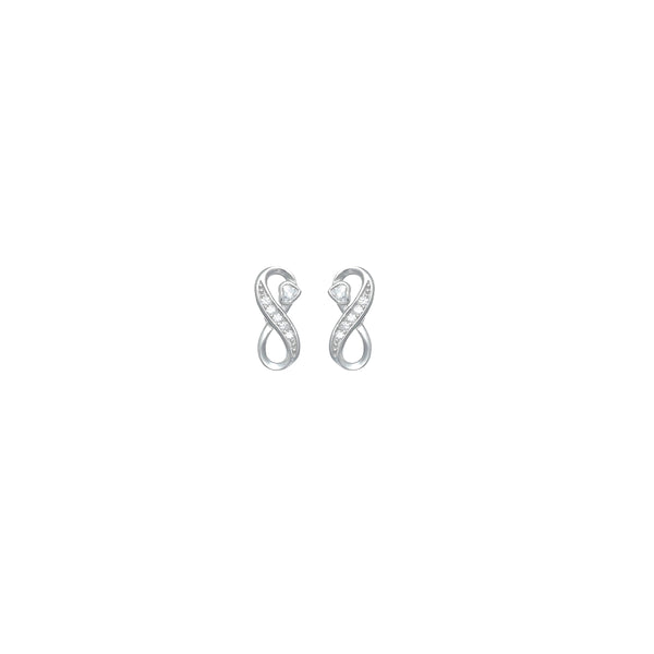 Silver Infinite Grace Earrings by Tassya Silver – Timeless 925 Sterling Silver infinity design studs with graceful sparkle and elegance