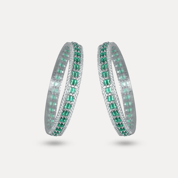 925 Sterling Silver Emerald Glow Bangles For Women