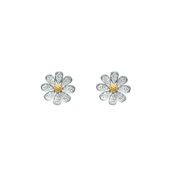 925 Silver Sunny Sparkle Daisies Earrings