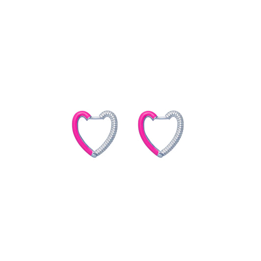 Silver Candy Spark Heart Hoops
