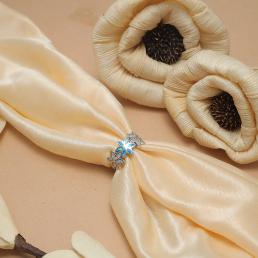 Nature Inspired Floral Opal Band 925 Silver Ring