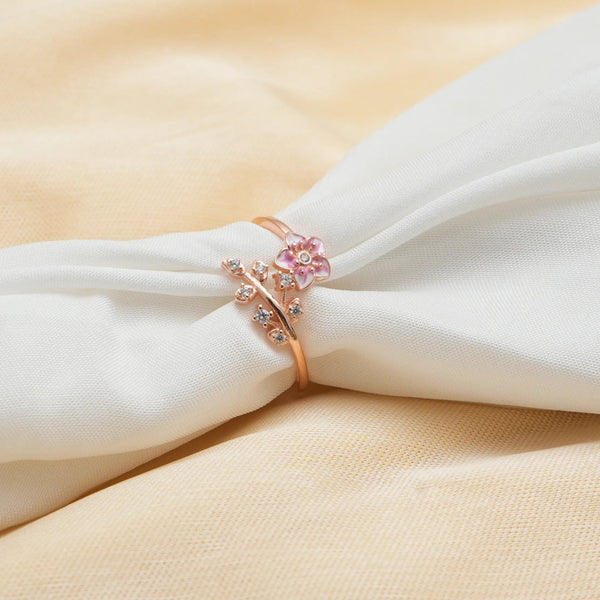 Rose Gold Petal Sparkle Ring