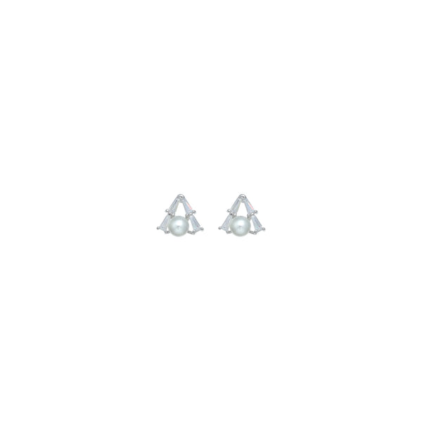 925 Silver Pearl Prism Studs