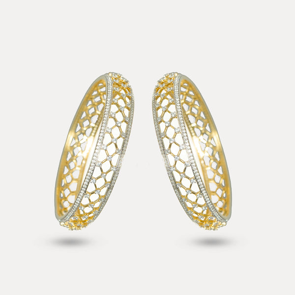 925 Sterling Golden Honeycomb Glow Bangles For Women