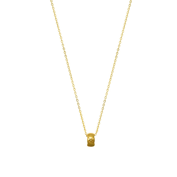 Golden Textured Cylinder Chain Pendant