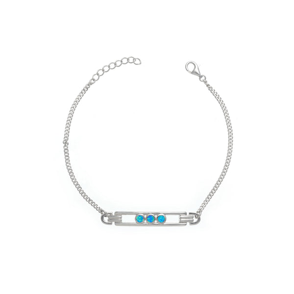 Silver Minimalist Opal Accent Bracelet