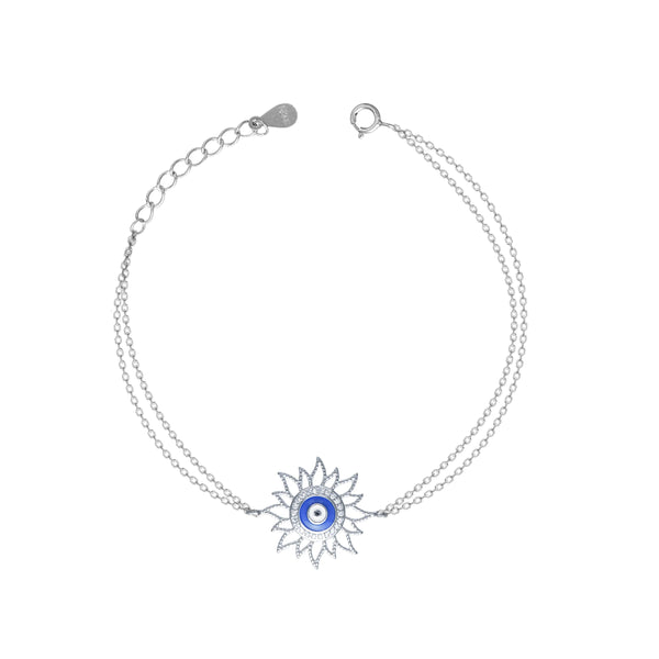 Silver Sunbeam Evil Eye Bracelet
