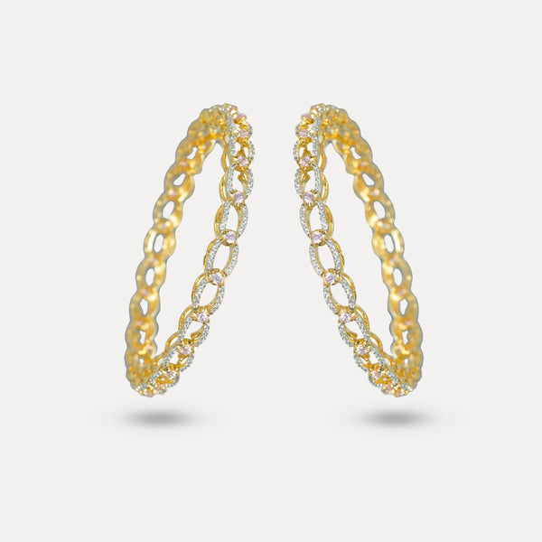 925 Sterling Golden Link Charm Bangles For Women