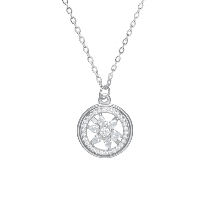 Tassya Radiant Flower Pendant – Elegant 925 silver chain with sparkling floral charm, perfect for festive and daily wear.
