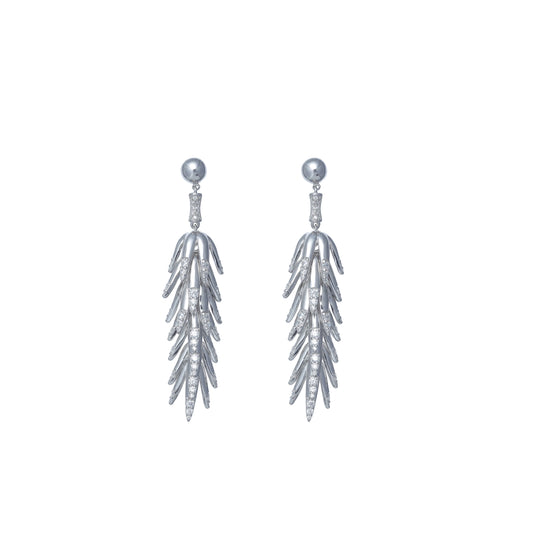 Silver Diamond Rain Earrings
