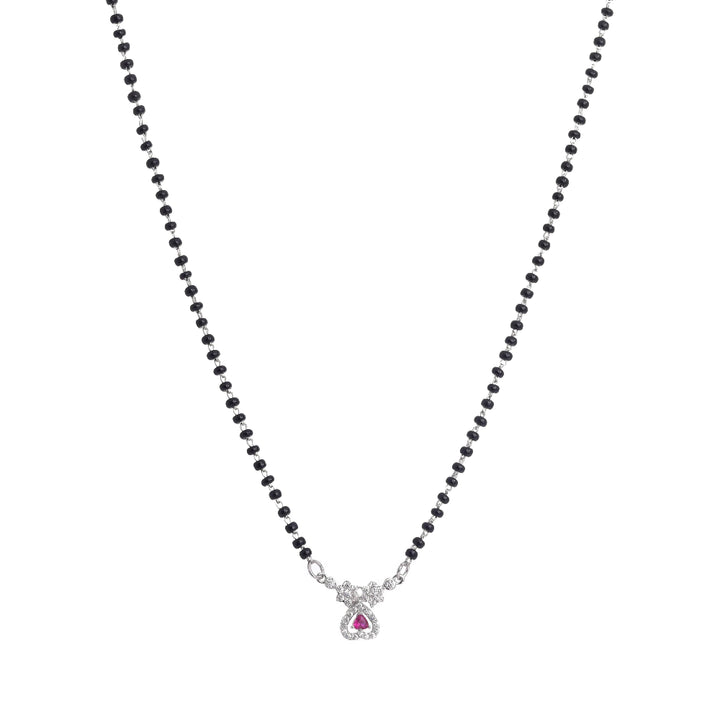 Silver Ruby Heart Mangalsutra - tassyasilver.com