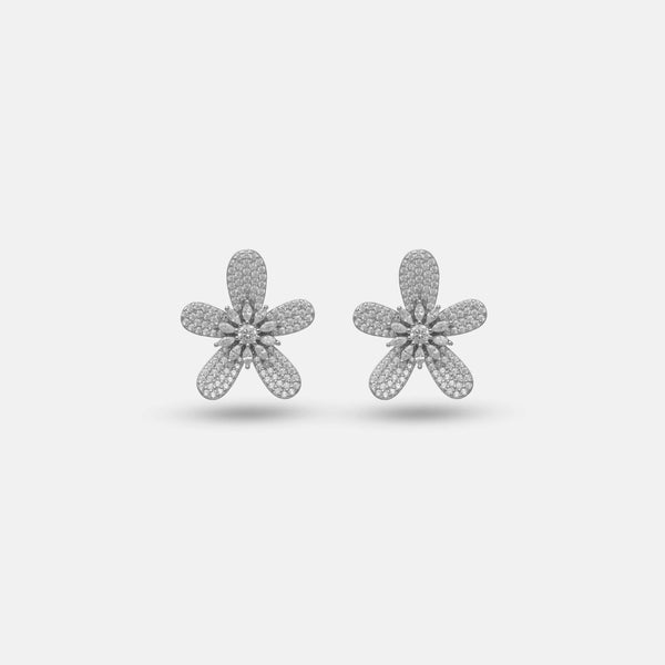 Silver Shimmer Petal Studs