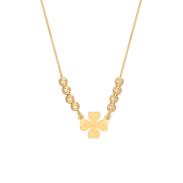 Tassya Golden Clover Pendant – Lucky 925 silver chain with gold-plated four-leaf clover charm, ideal for gifting and luck.