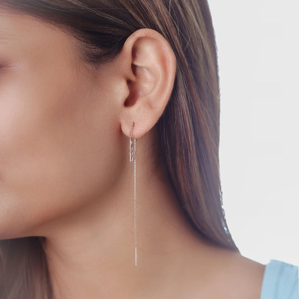 Rosegold Drop Threader Earrings