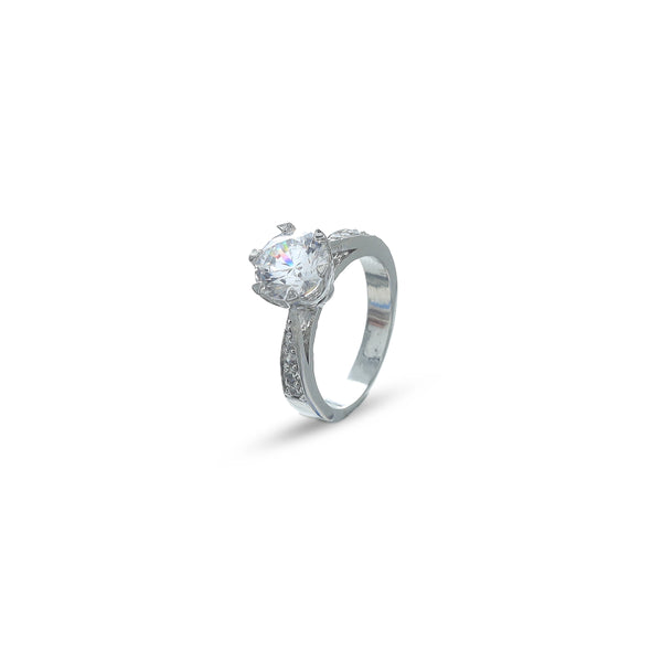 Silver Radiant Solitaire Ring