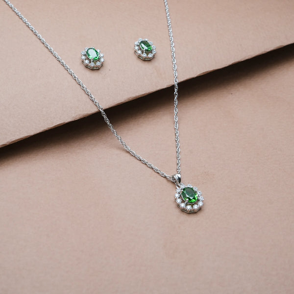 925 Silver Elara Green Radiance Set
