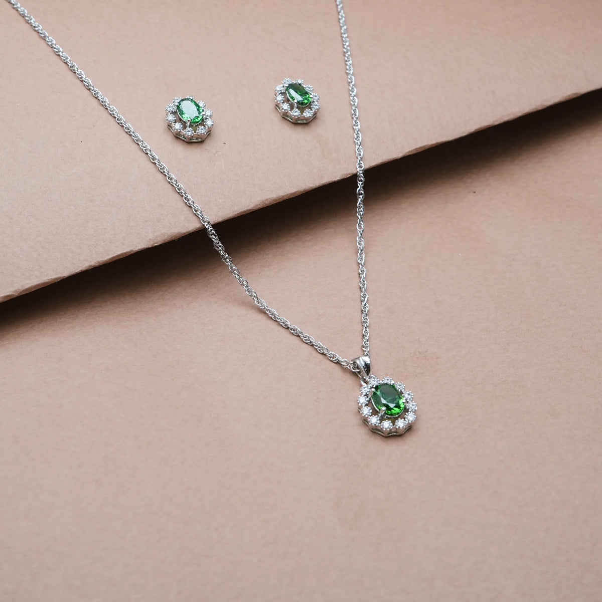 925 Silver Elara Green Radiance Set