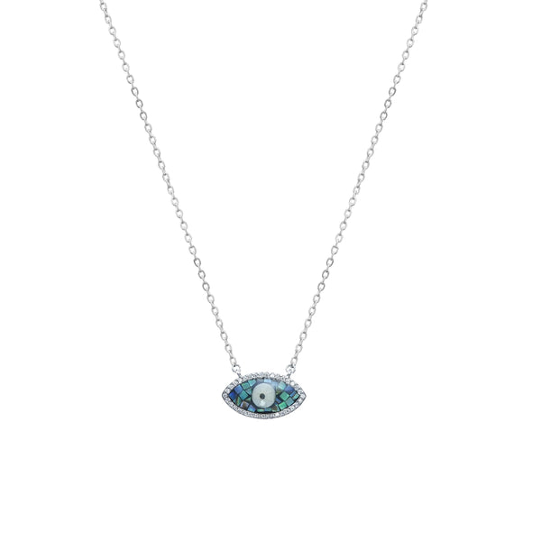 Silver Mosaic Eye Chain Pendant