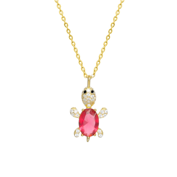 Tassya Ruby Turtle Pendant – Unique 925 silver chain with turtle charm and ruby red stone, perfect for luck and style.