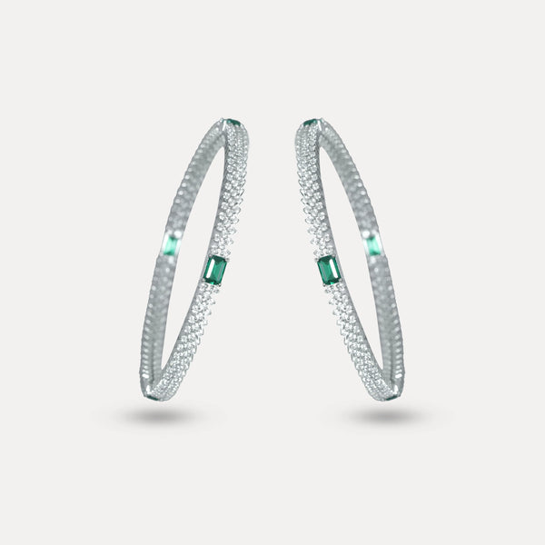 925 Sterling Silver Emerald Grace Bangles For Women