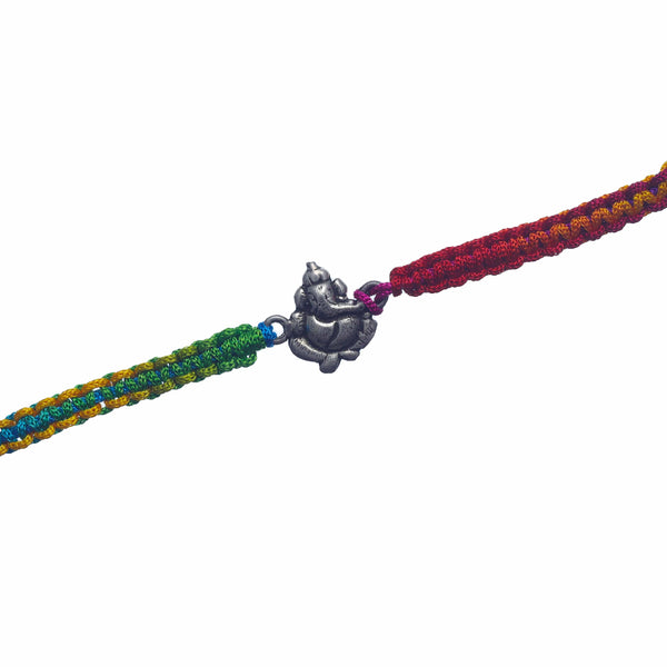 Silver Rainbow Ganesh Blessings Rakhi