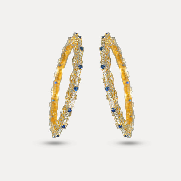 925 Sterling Golden Starry Wave Bangles For Women