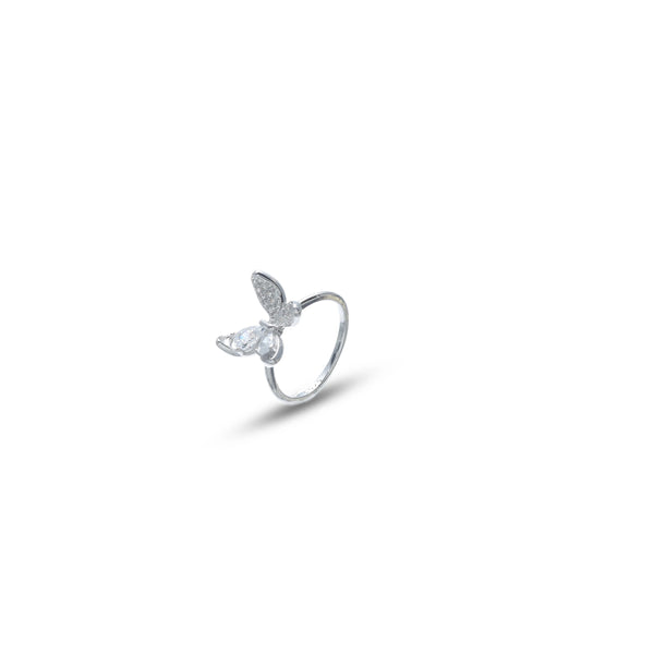 Tassya Silver Butterfly Elegance Ring – Graceful 925 silver ring with butterfly motif, ideal for feminine, chic styling.