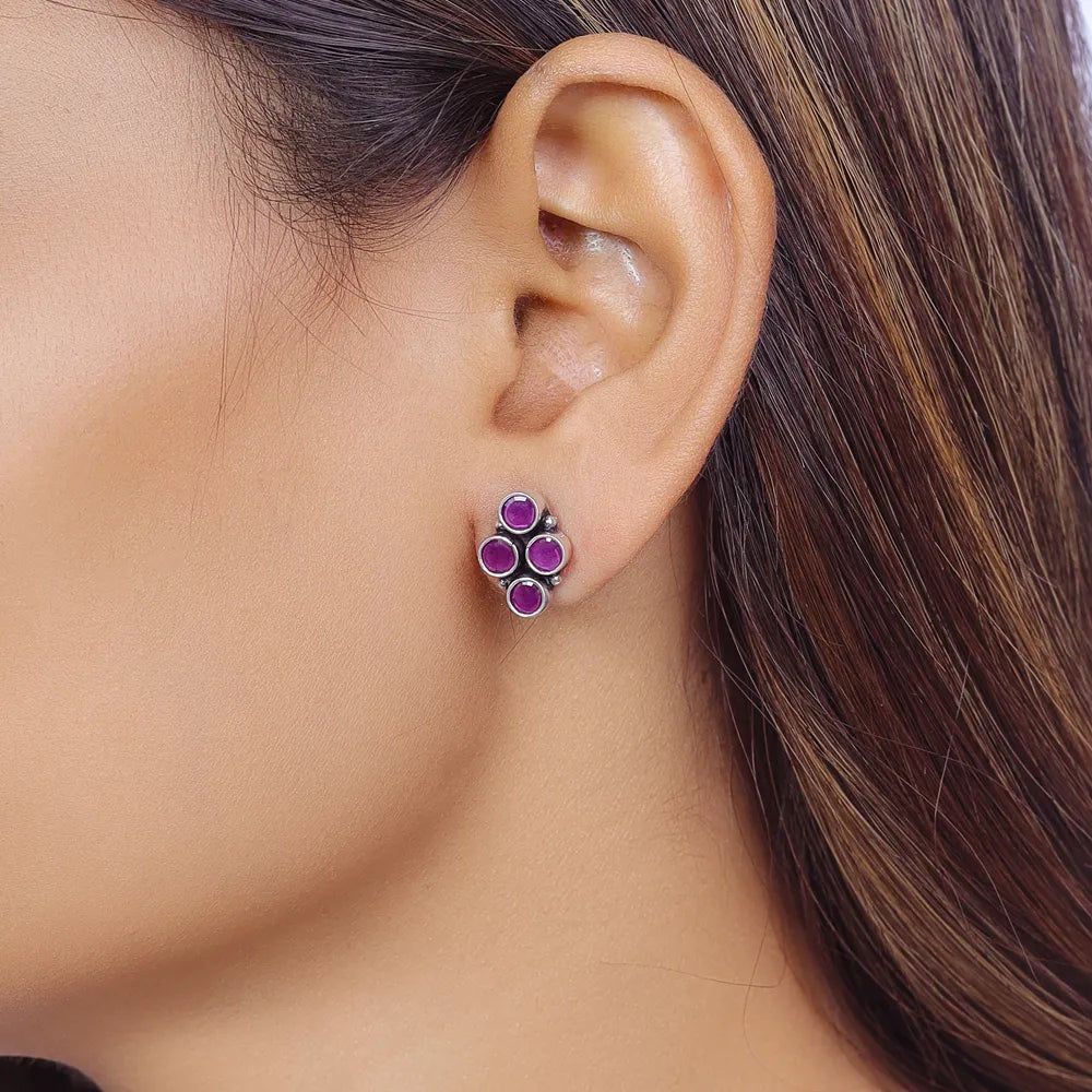 Pink Clover Stud Earrings