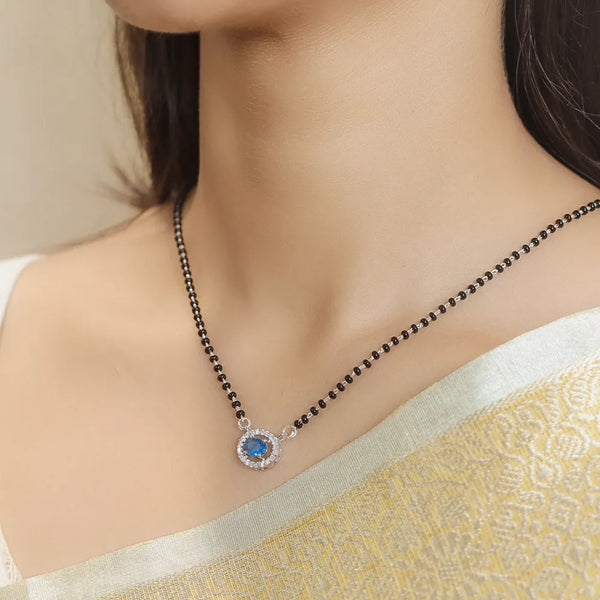 Tassya  Blue Aura Silver Mangalsutra