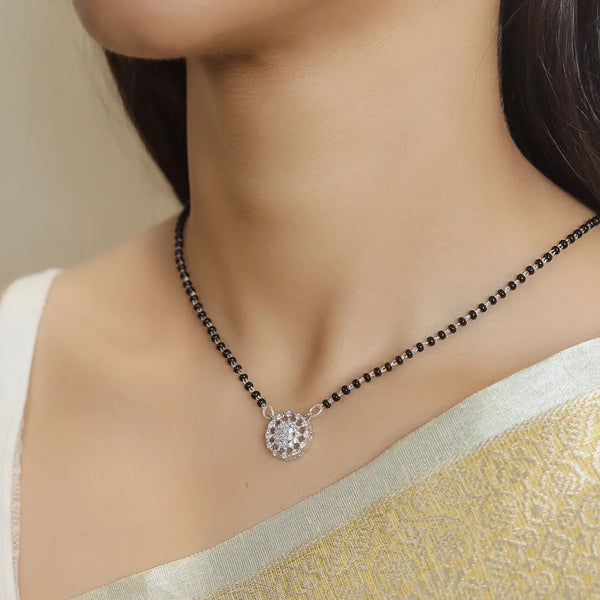 Tassya  Silver Bloom Cluster Mangalsutra