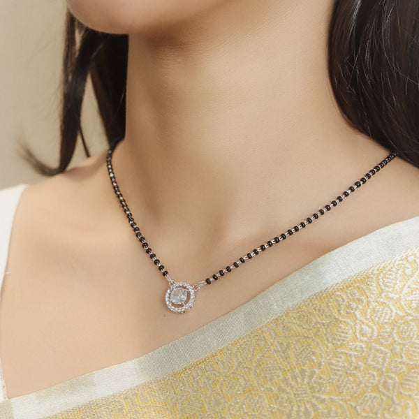 Tassya  Classic Halo Silver Mangalsutra